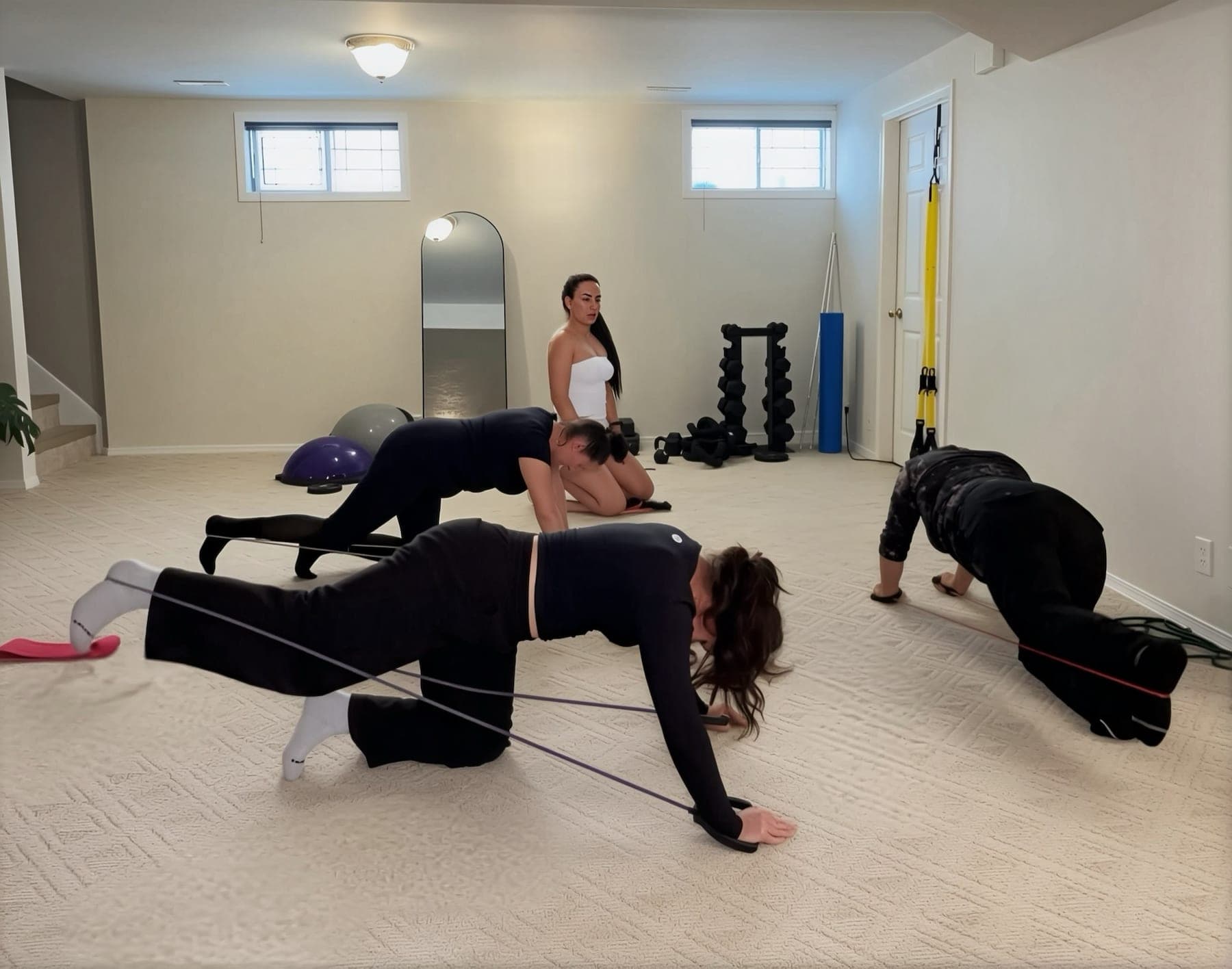 Mahnaz coaching a small group training session in the studio.